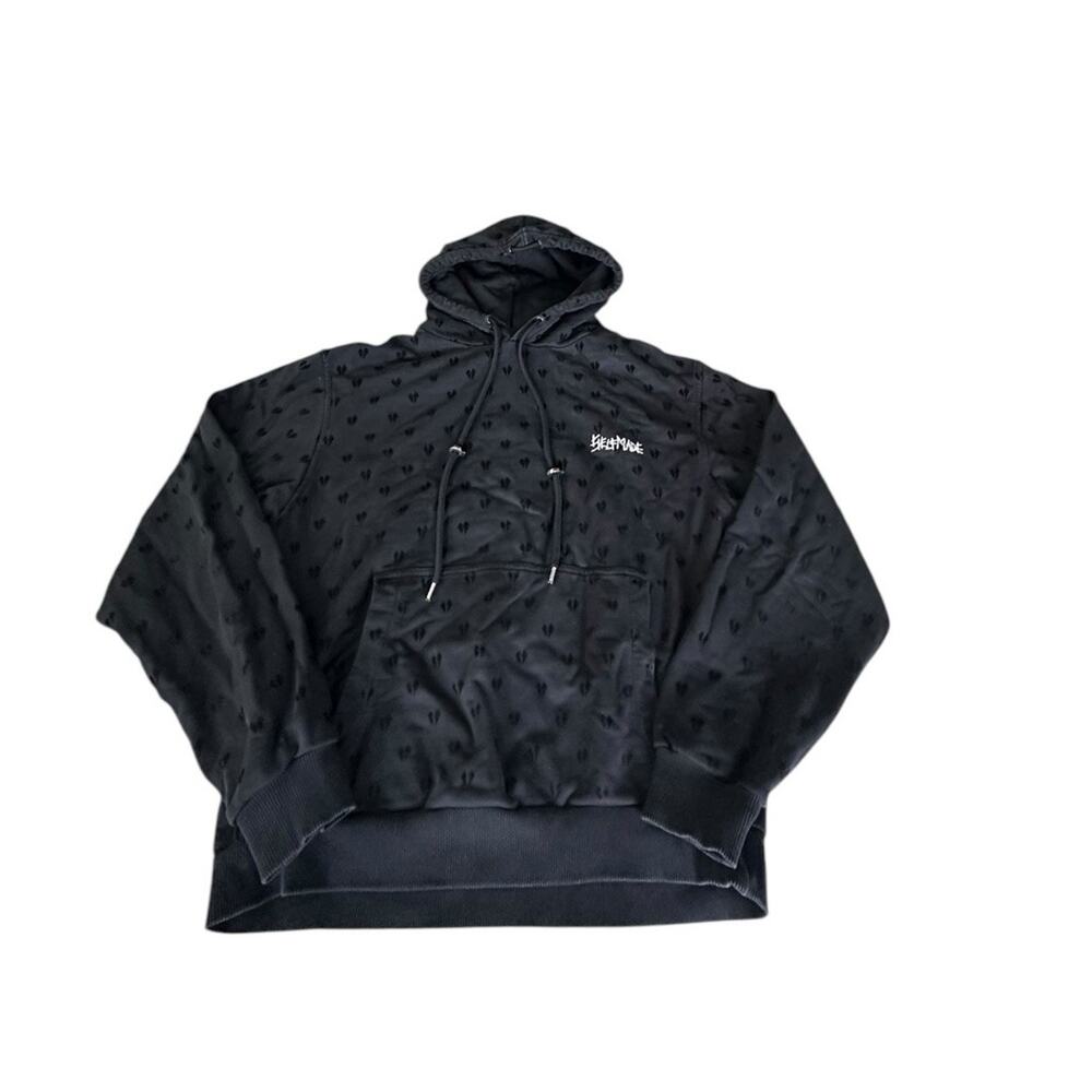 Self Made Hoodie By Gianfranco Villegas Black Broken Hearts All Over Print Sz M